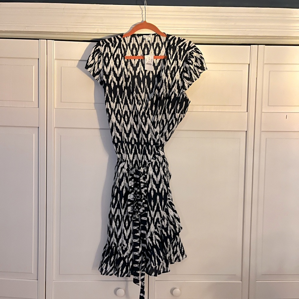 NWT JCrew ikat print beach cover wrap dress with ruffles. XXL
